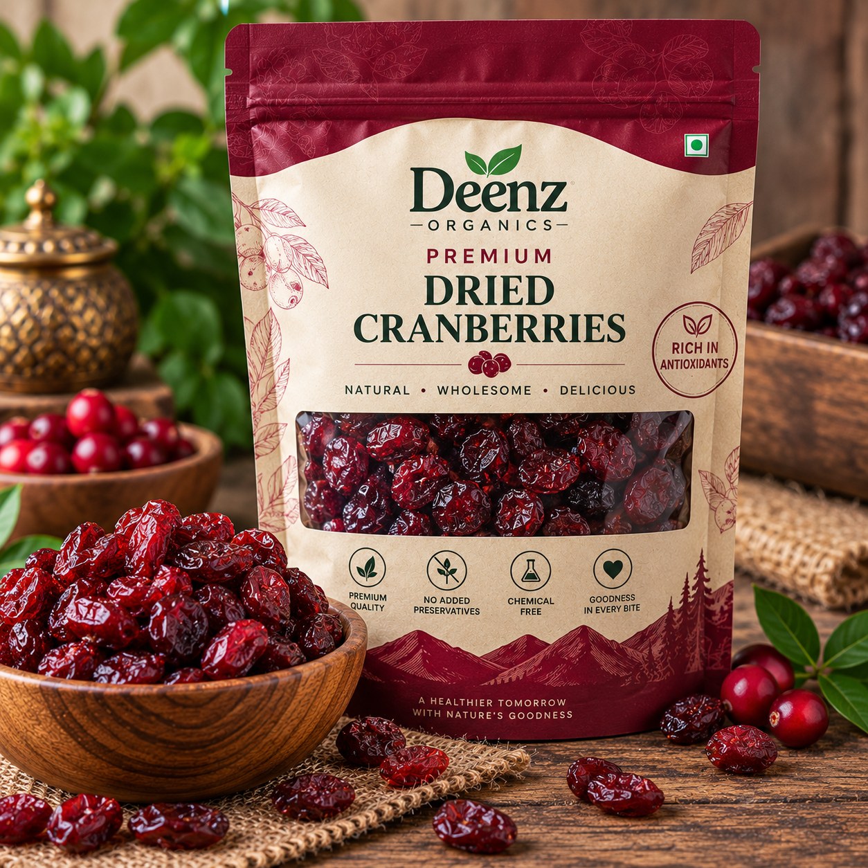 Dried Cranberries (Sweet & Tangy Whole Berries)