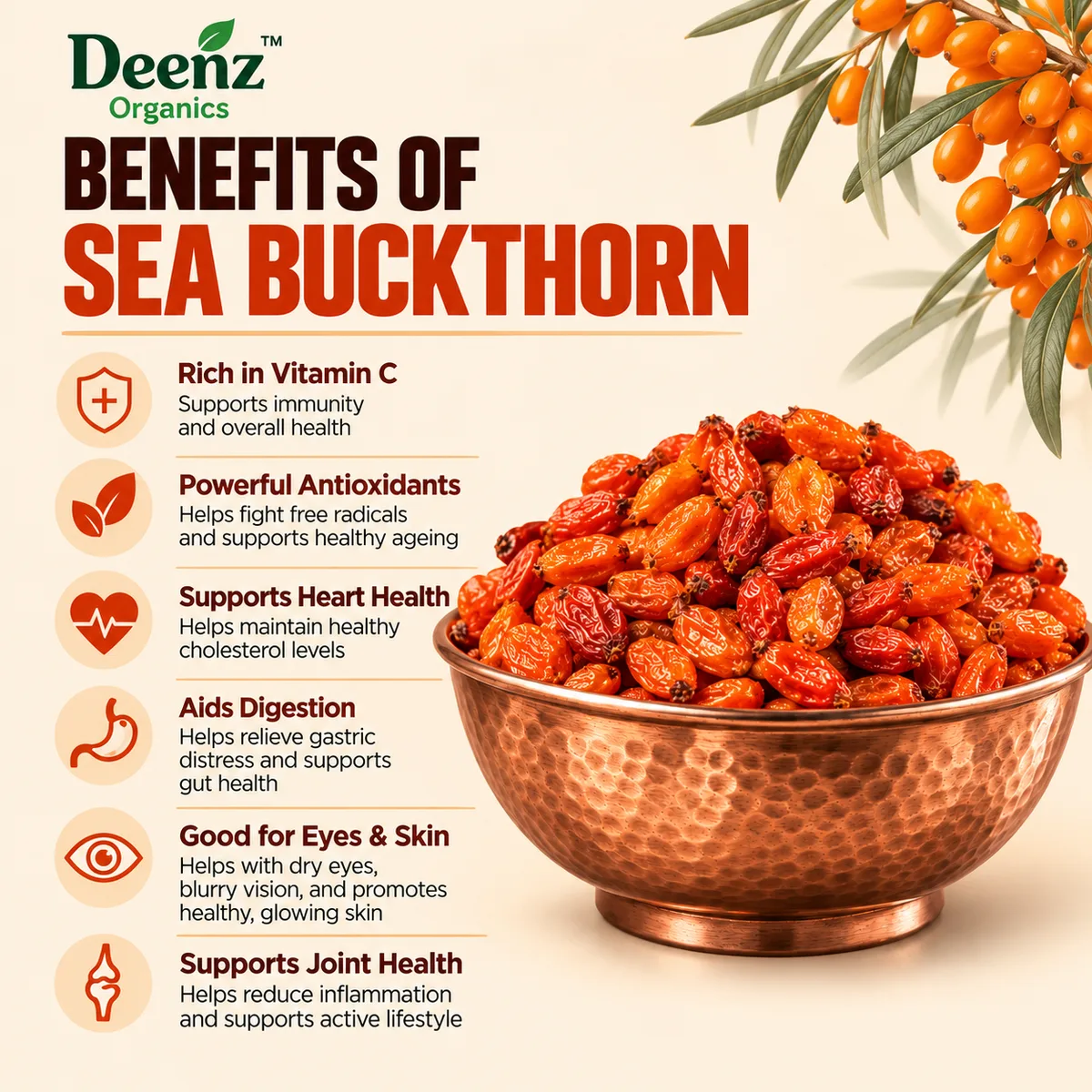 Himalayan Sea Buckthorn Berries (Sun-Dried Whole Berries) - Photo 2