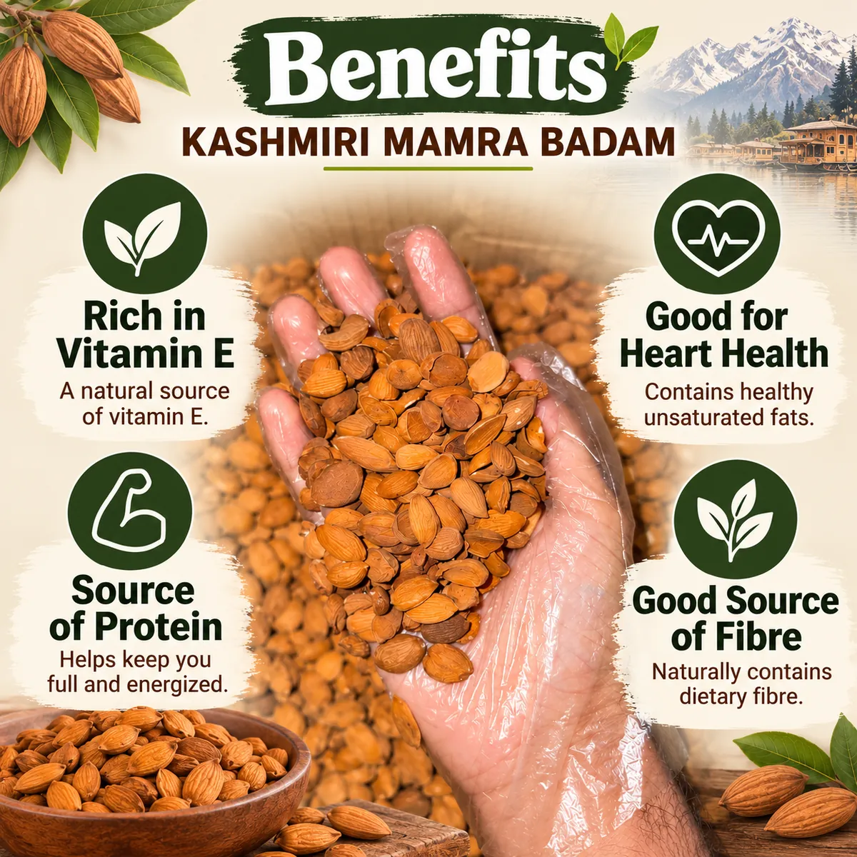 Kashmiri Mamra Badam (Premium Wild Almonds Real Mamra From Kashmir) - Photo 6