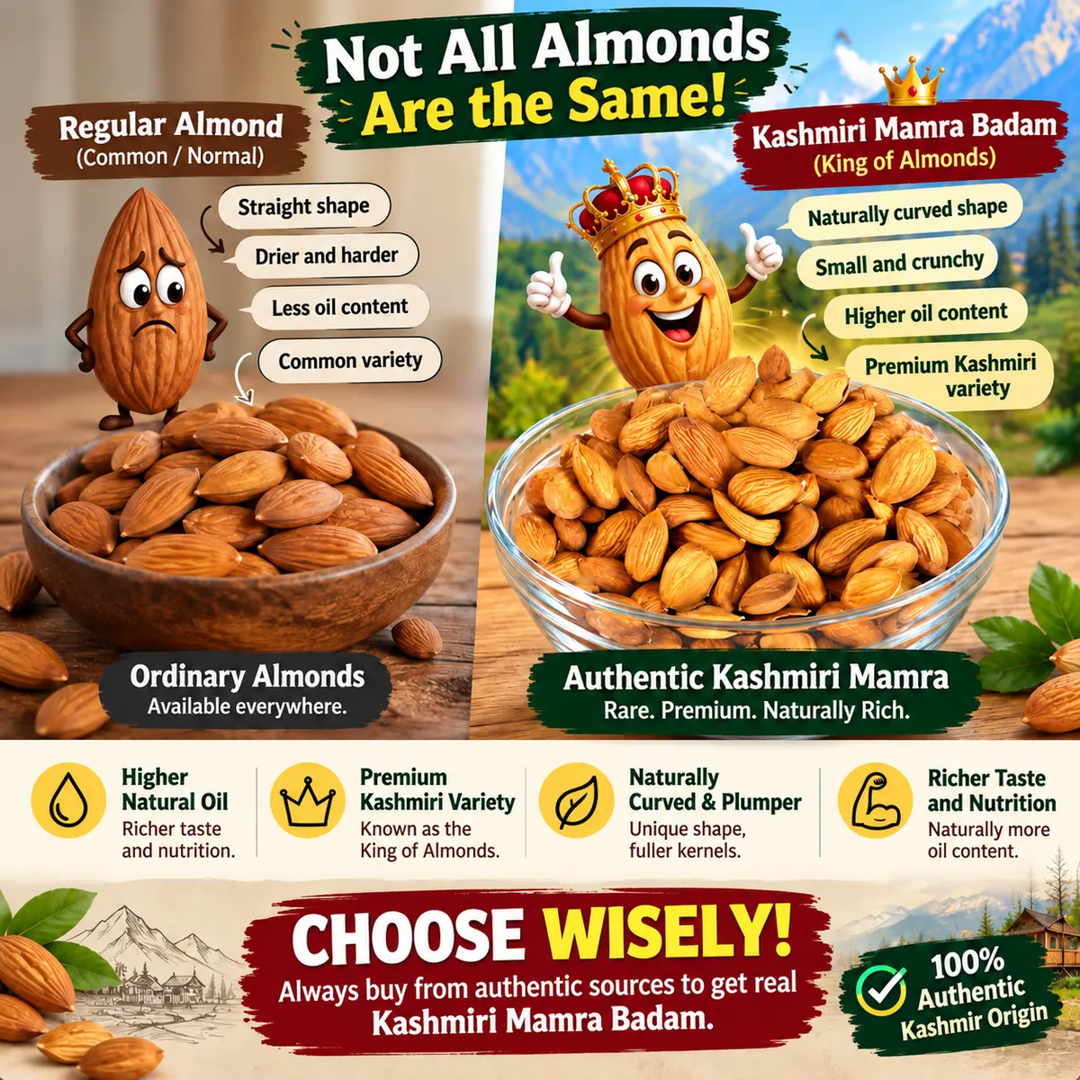 Kashmiri Mamra Badam (Premium Wild Almonds Real Mamra From Kashmir) - Photo 4