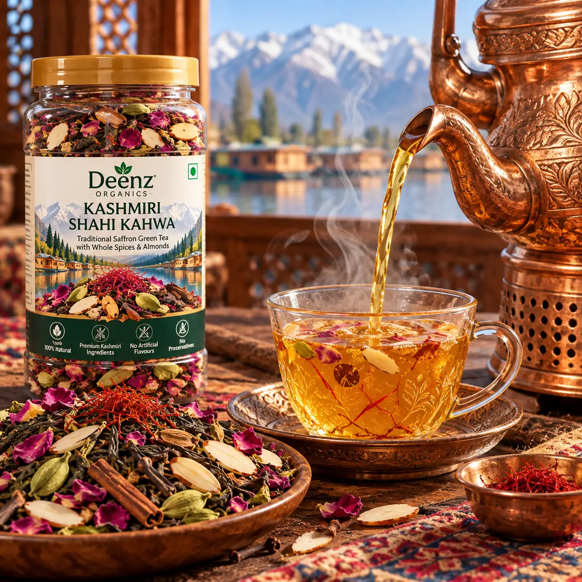 Kashmiri Kahwa (Traditional Shahi Saffron Green Tea with Whole Spices & Almonds) - Photo 3